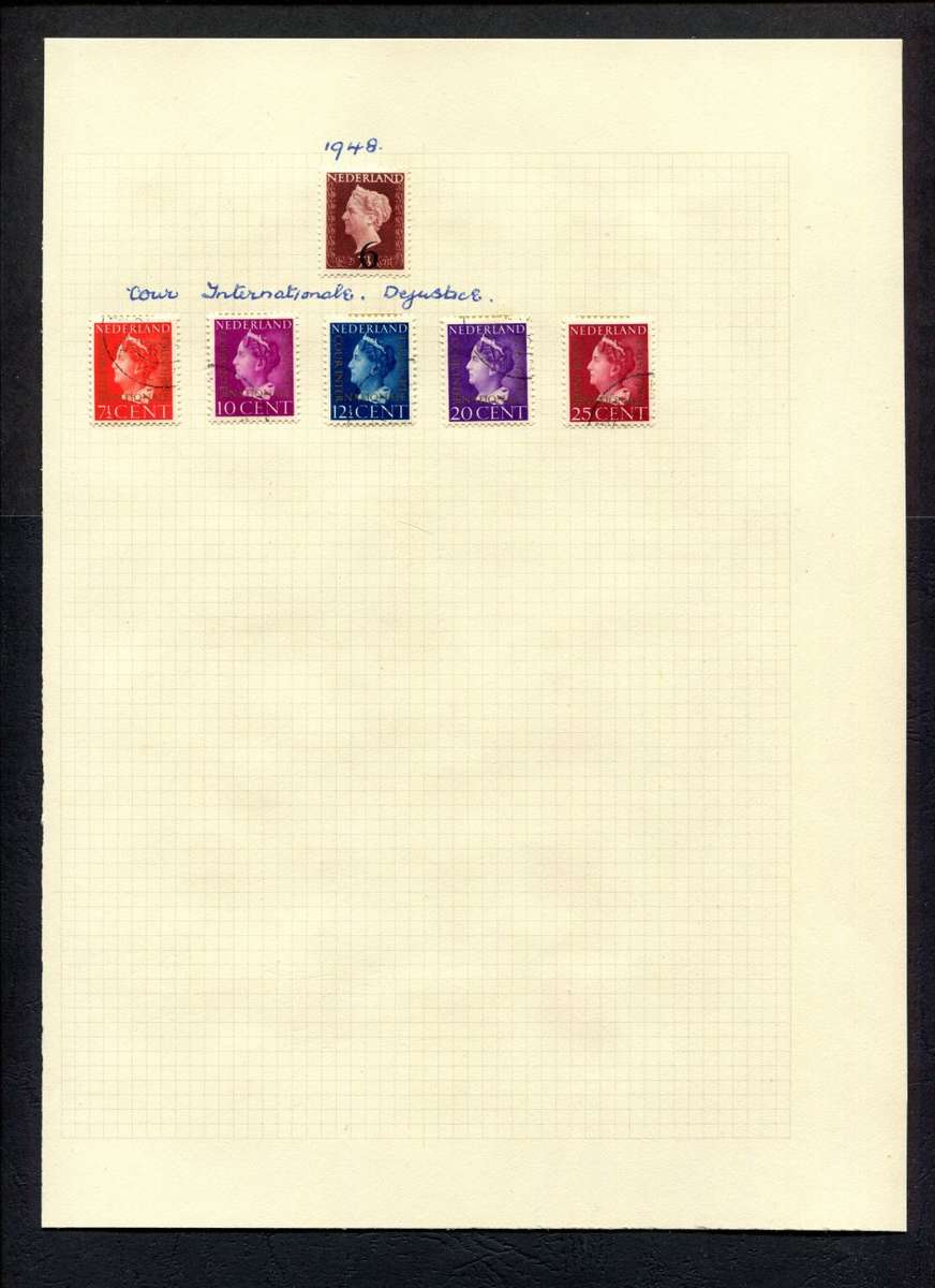 Netherlands - 6 Stamps Mounted (Hinged) on An Old Album Page