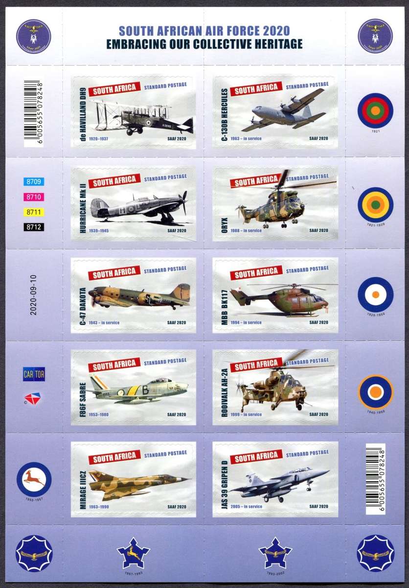RSA - Aircraft - Full Sheet of 10 - 2020 - MNH