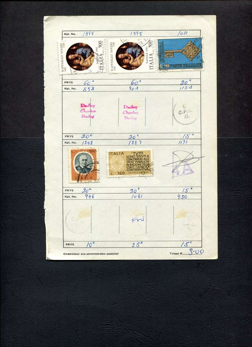Italy - 5 Stamps Mounted (Hinged) On Old Approval Page