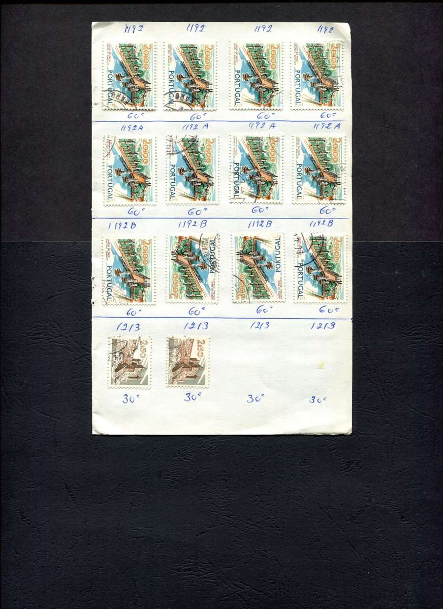 Portugal - 14 Stamps Mounted (Hinged) On Old Approval Page