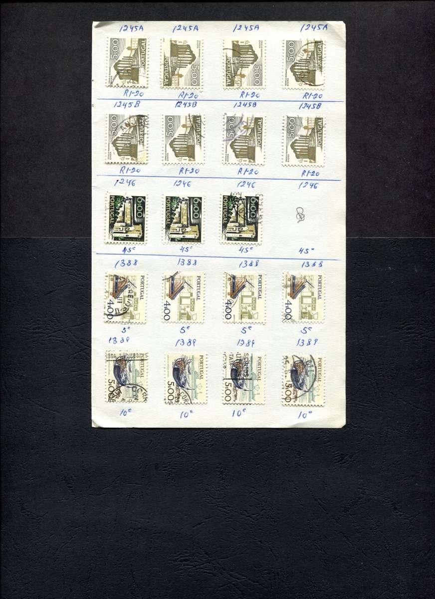Portugal - 19 Stamps Mounted (Hinged) On Old Approval Page