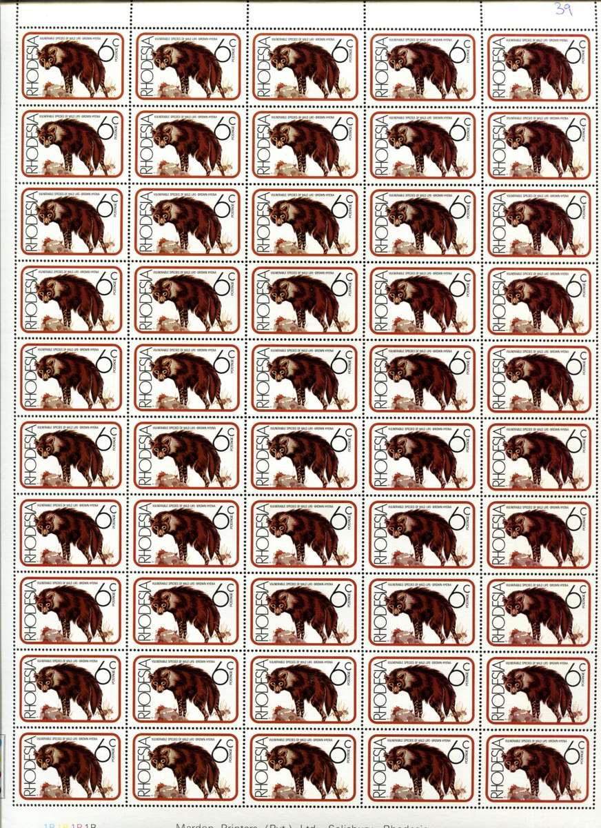 Rhodesia - Animals - Set of 4 Sheets of 50 - MNH - Some Folds and Writing In the Margin