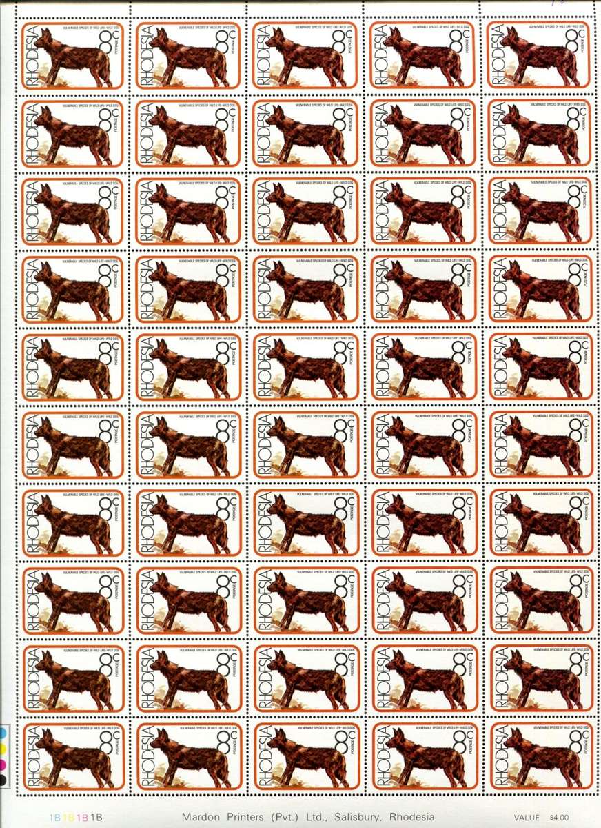 Rhodesia - Animals - Set of 4 Sheets of 50 - MNH - Some Folds and Writing In the Margin