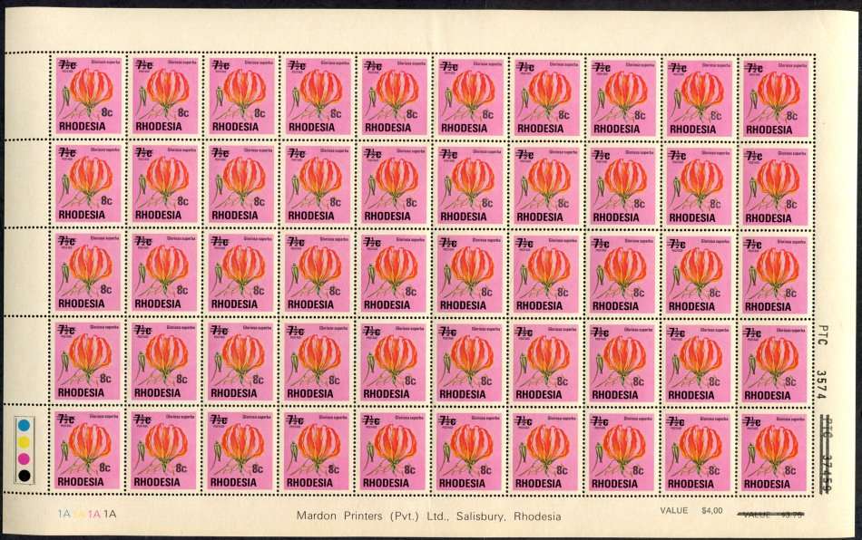Rhodesia - 3 Sheets of 50 - MNH - Some Folds and Writing In the Margin