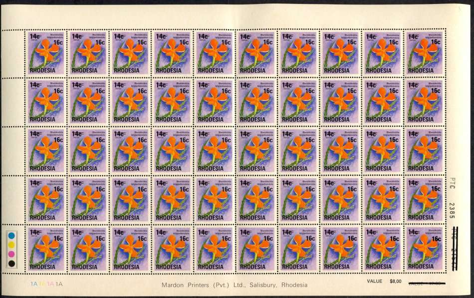 Rhodesia - 3 Sheets of 50 - MNH - Some Folds and Writing In the Margin