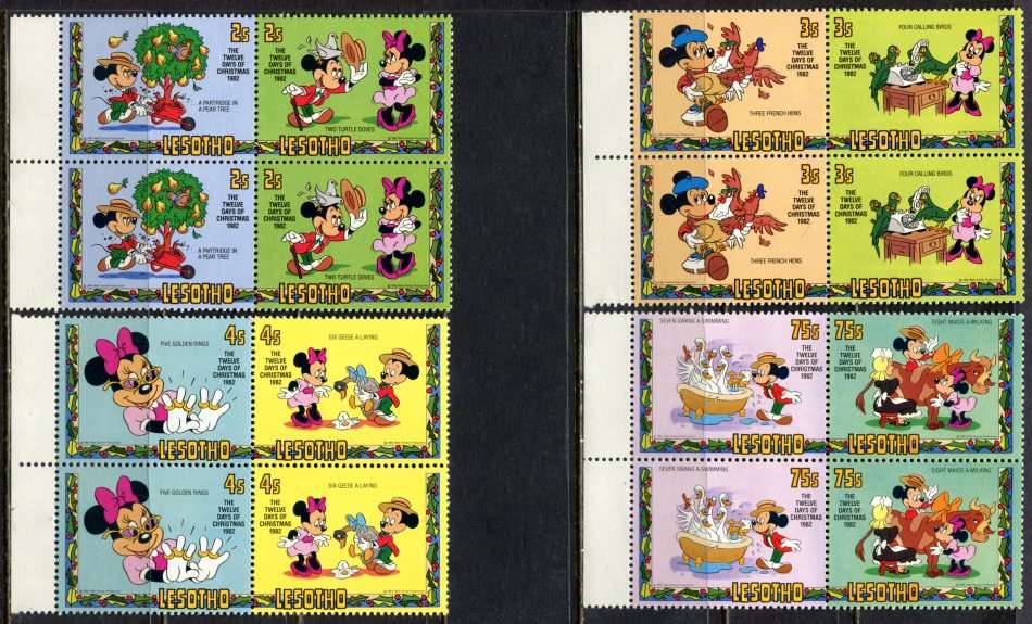 Lesotho - Disney - Set of 4 Blocks of 4 - 1982 - MNH