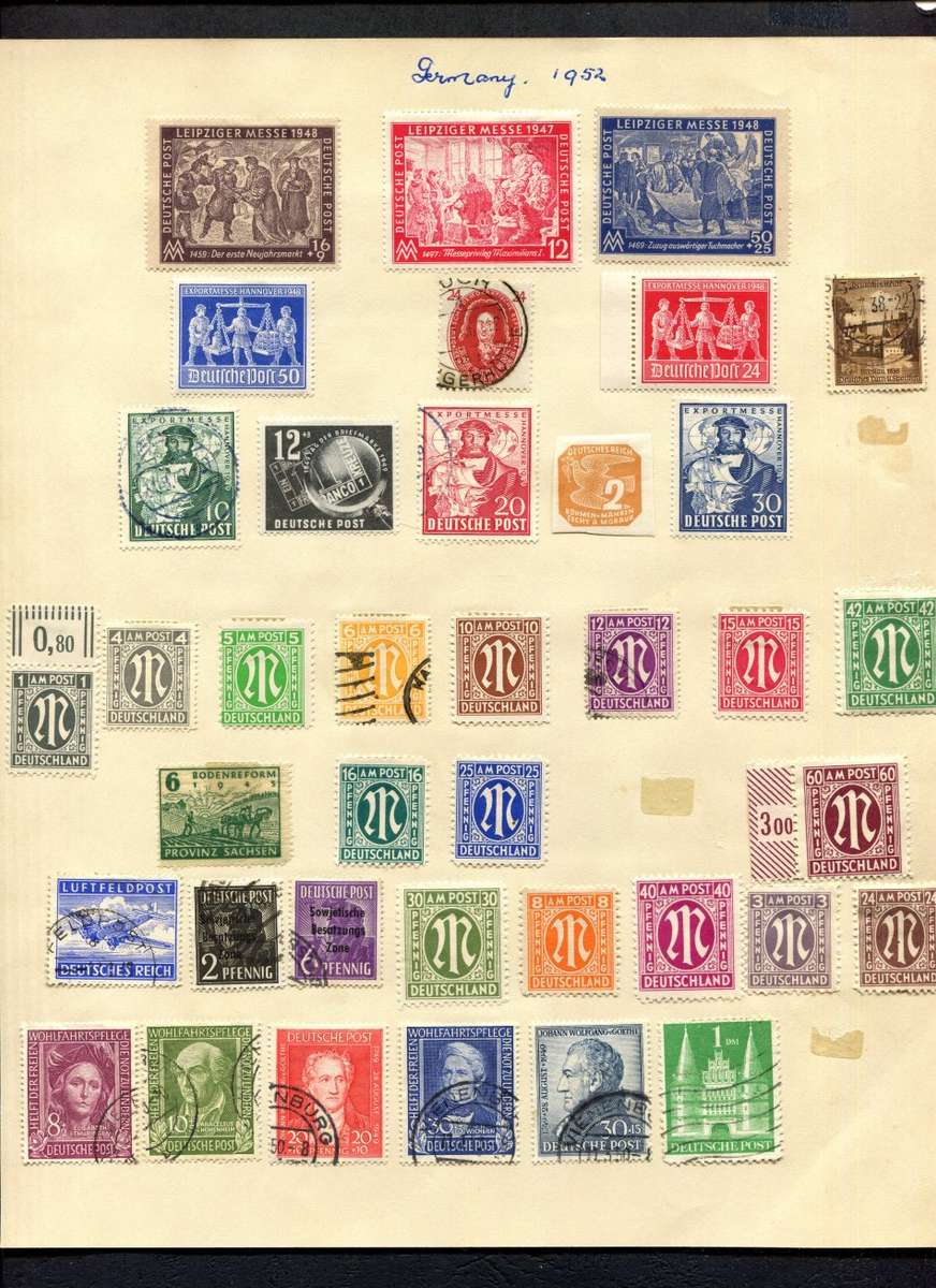 Germany - 37 Stamps Mounted (Hinged) On An Old Album Page