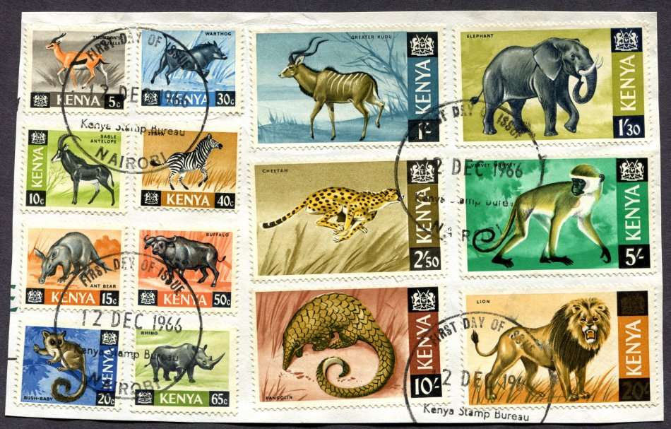 Kenya - Mammals - 1966 - Used on Piece