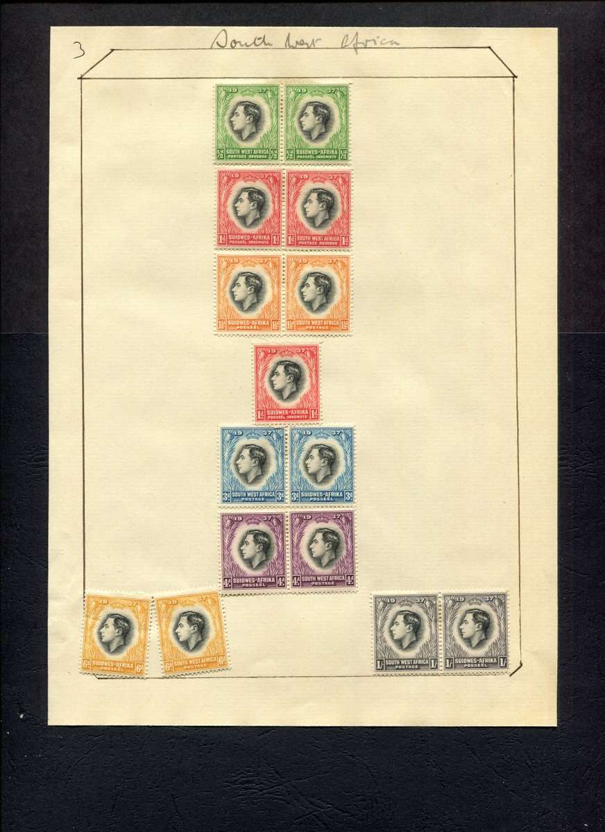 SWA - 15 Stamps Mounted (Hinged) on Old Stock Page