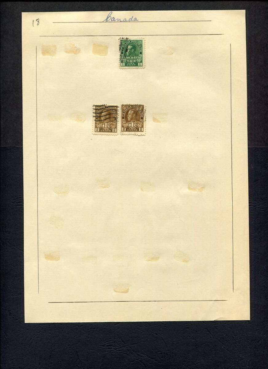 Canada - 3 Stamps Mounted (Hinged) on Old Album Page