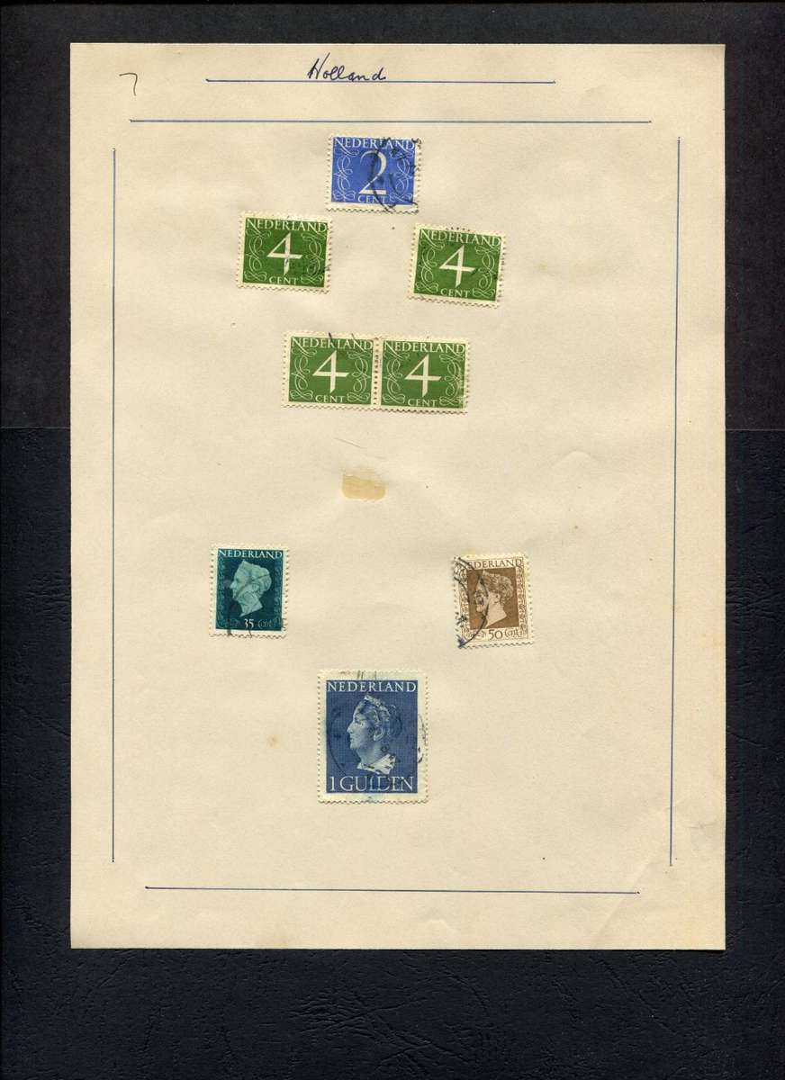 Netherlands - 8 Stamps Mounted (Hinged) on Old Album Page