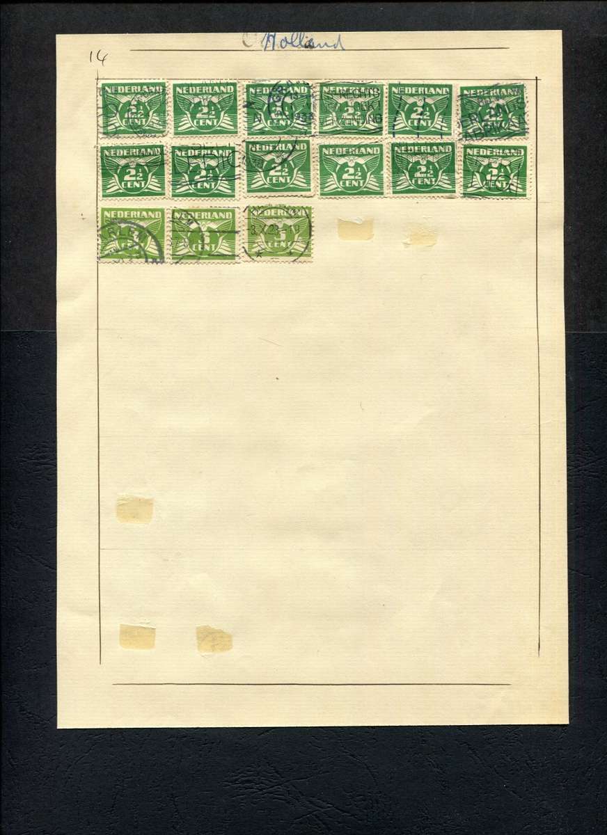 Netherlands - 15 Stamps Mounted (Hinged) on Old Album Page