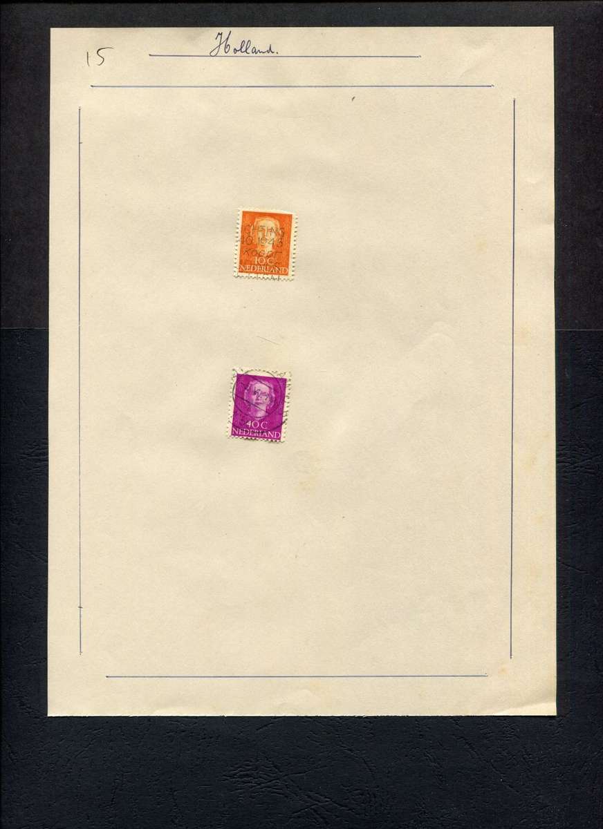 Netherlands - 2 Stamps Mounted (Hinged) on Old Album Page