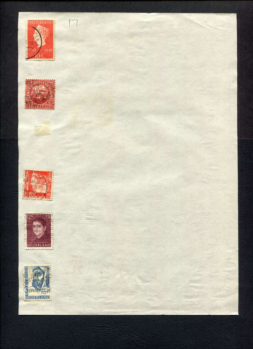 Netherlands - 5 Stamps Mounted (Hinged) on Old Album Page