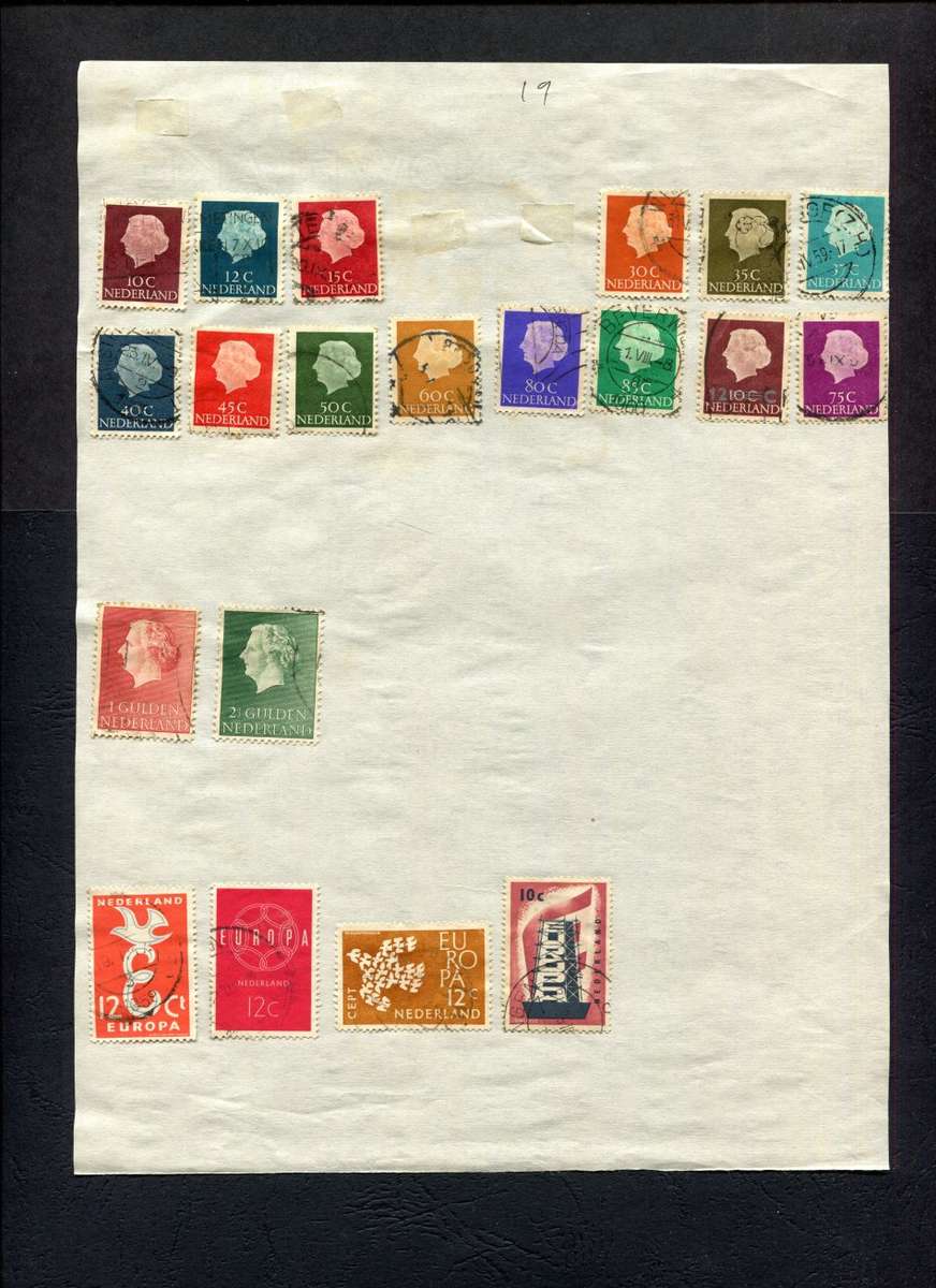 Netherlands - 20 Stamps Mounted (Hinged) on Old Album Page