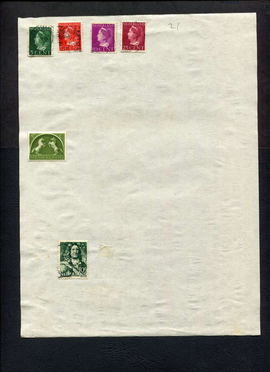 Netherlands - 6 Stamps Mounted (Hinged) on Old Album Page