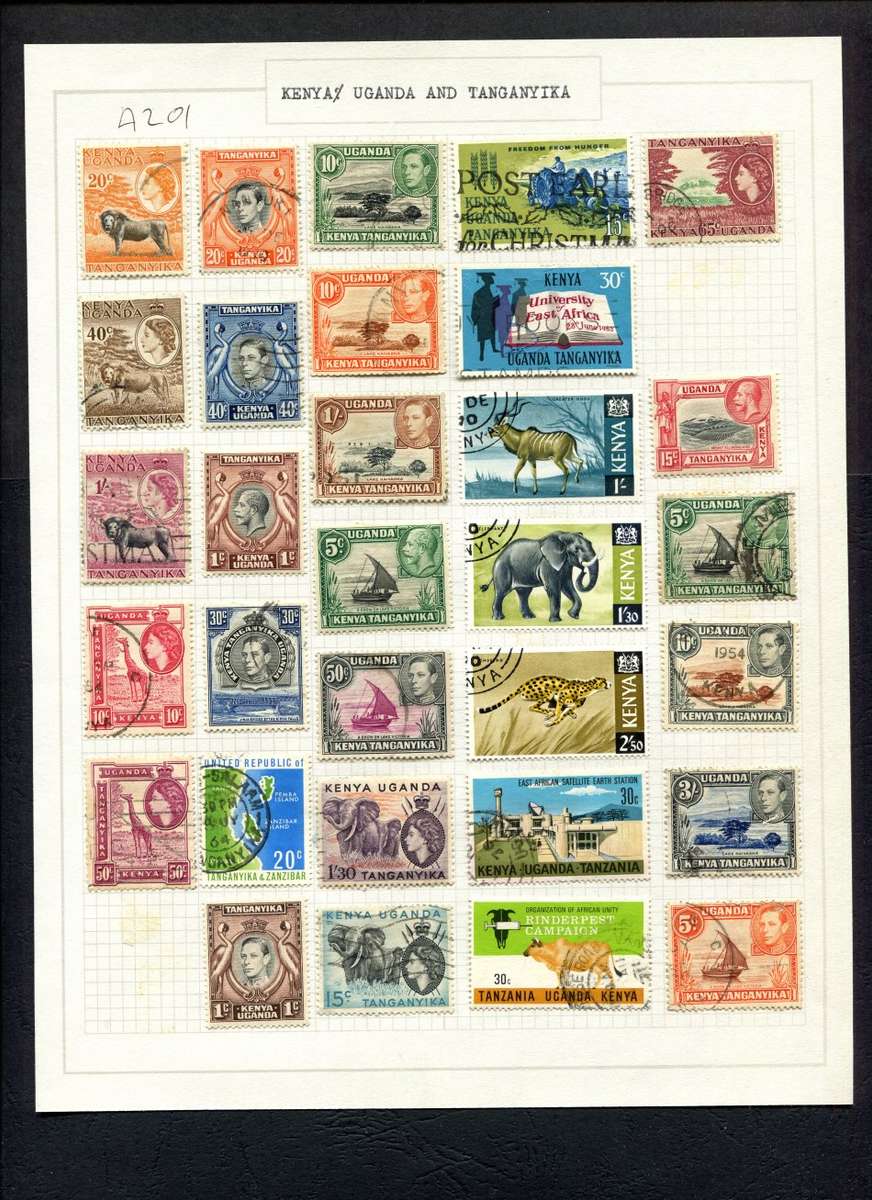 KUT - 31 Stamps Mounted (Hinged) on Old Album Page