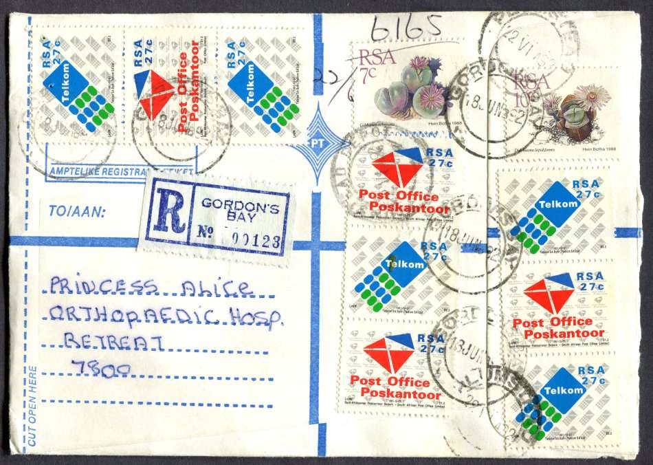 RSA - Cover Registered At Gordon's Bay Post Office