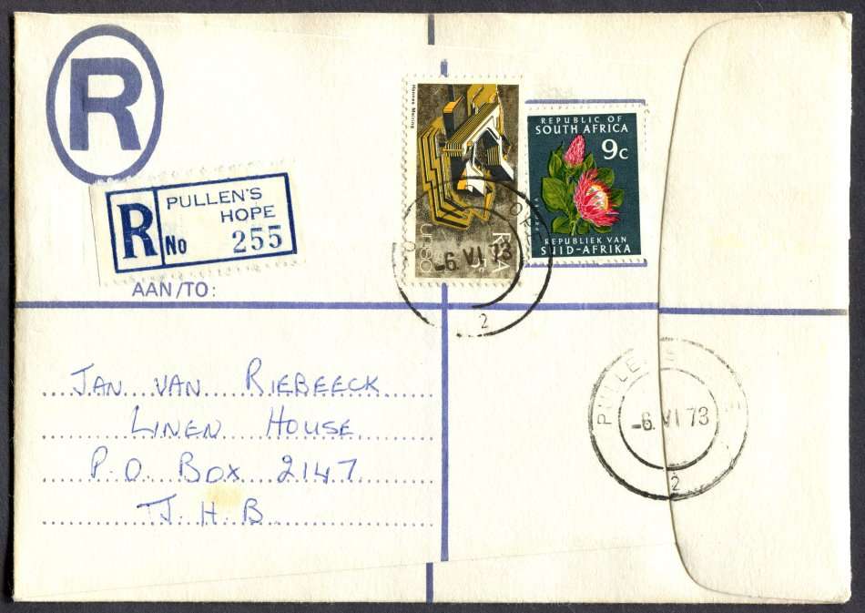RSA - Cover Registered At Pullen's Hope Post Office