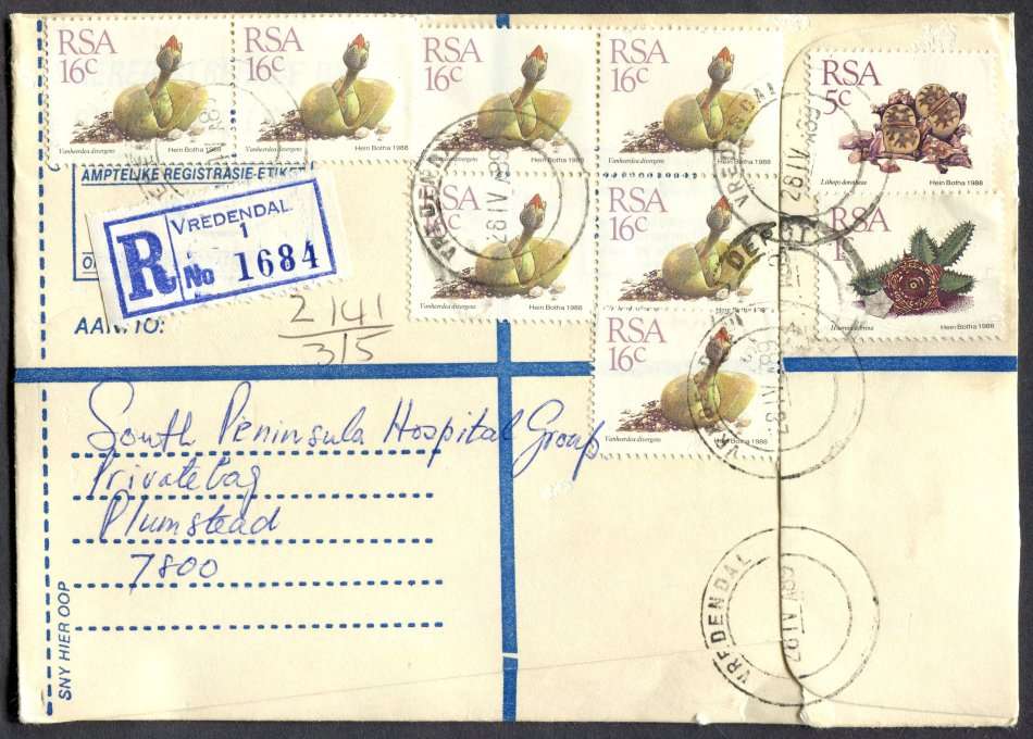 RSA - Cover Registered At Vredendal Post Office
