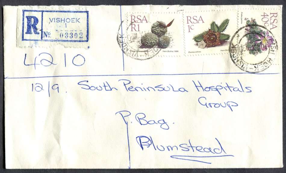 RSA - Cover Registered At Vishoek Post Office
