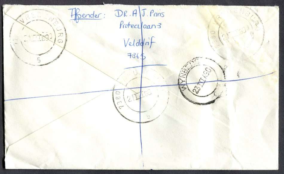 RSA - Cover Registered At Vredenburg Post Office