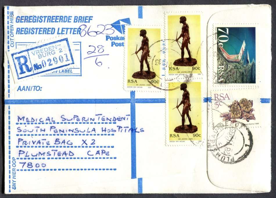 RSA - Cover Registered At Vredenburg Post Office
