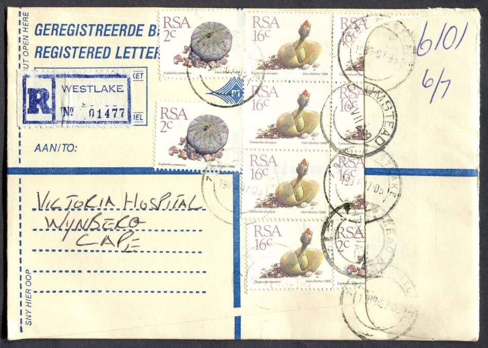 RSA - Cover Registered At Westlake Post Office