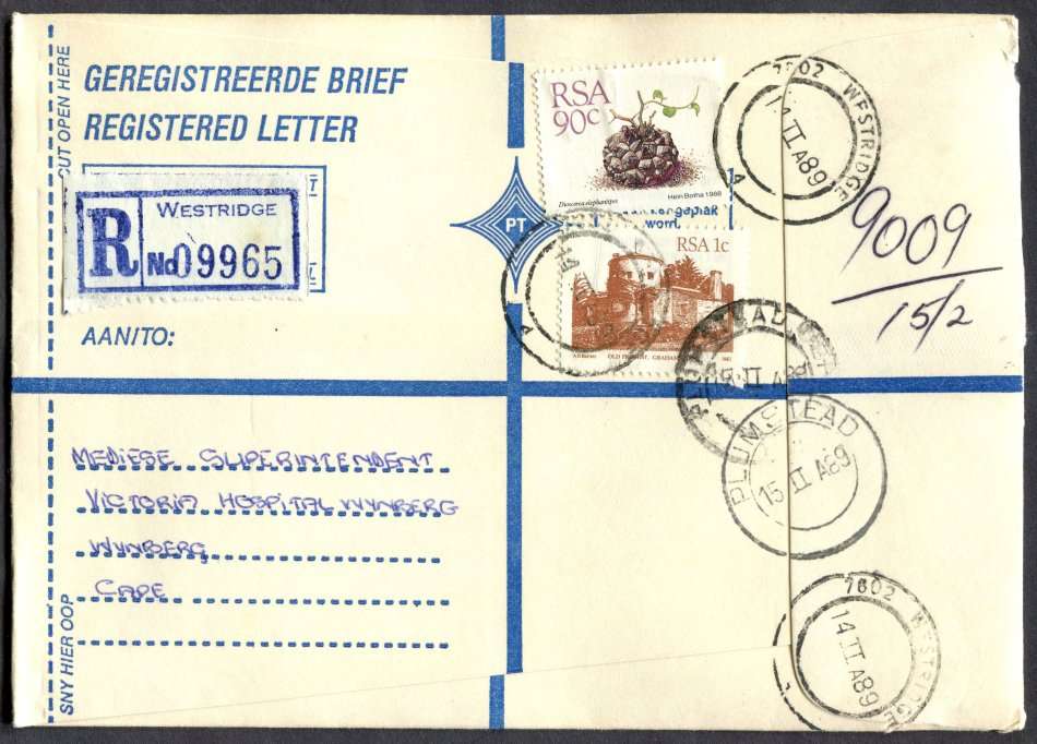 RSA - Cover Registered At Westridge Post Office