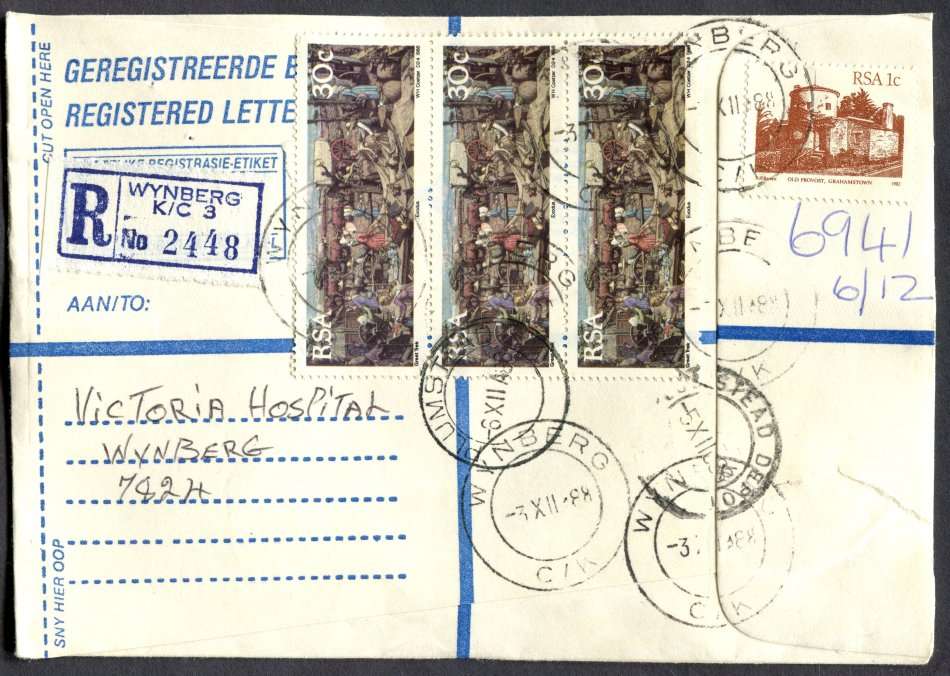 RSA - Cover Registered At Wynberg K/C Post Office