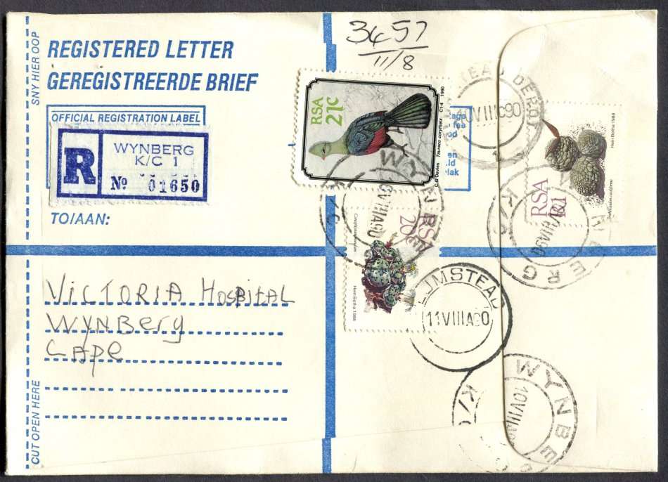 RSA - Cover Registered At Wynberg K/C Post Office