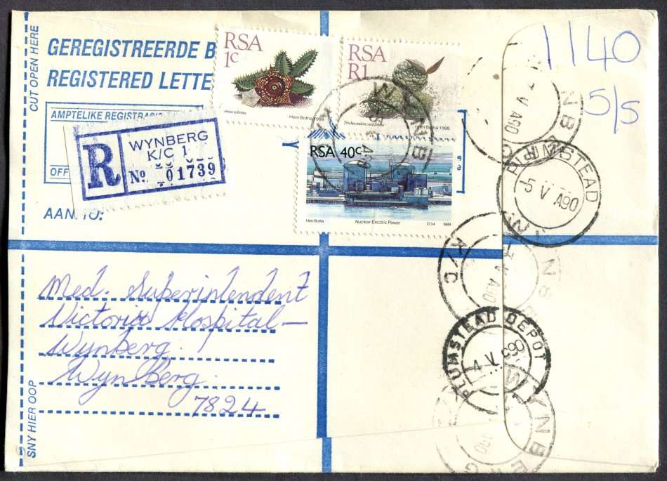 RSA - Cover Registered At Wynberg K/C Post Office
