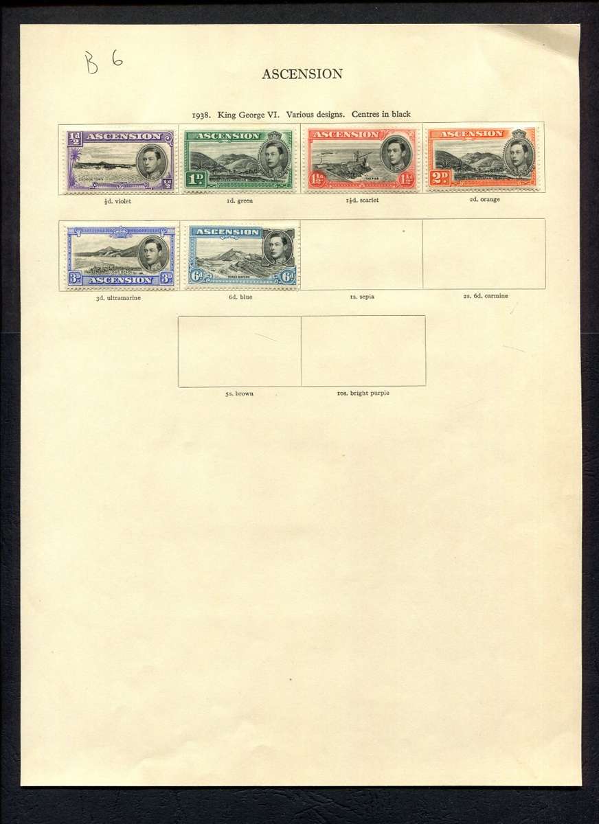 Ascension - 6 Stamps Mounted (Hinged) on Old Album Page