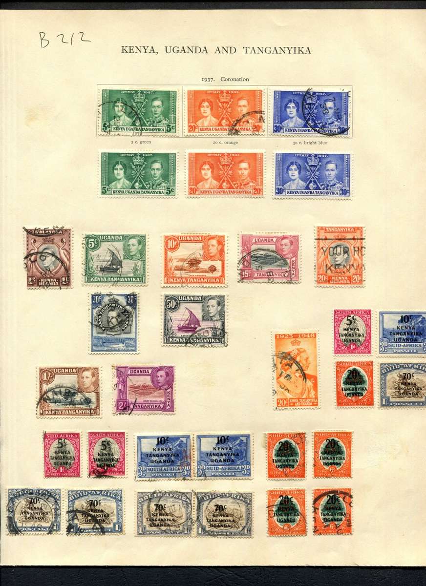 KUT - 32 Stamps Mounted (Hinged) on Old Album Page