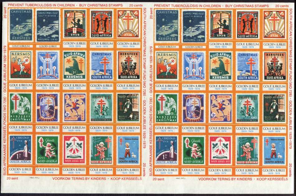 RSA - Christmas Stamps - Sheet With 2 Panes of 20 - 1979 - Rouletting Omitted - MNH