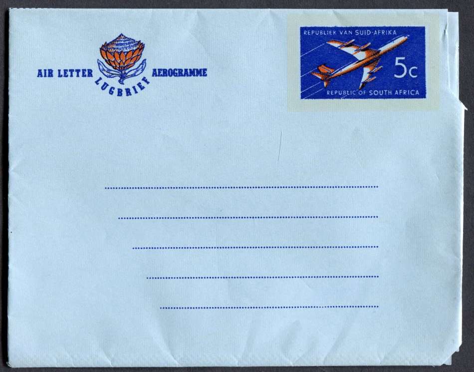RSA -  Postal Stationary - Aerogram With Fosfor Around "Stamp"