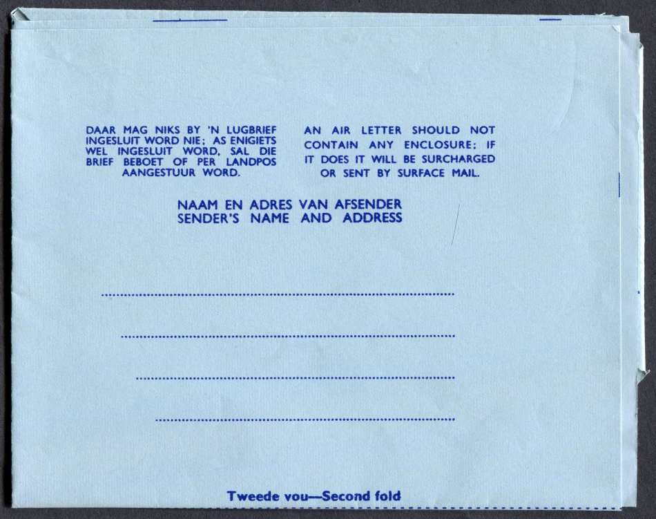 RSA -  Postal Stationary - Aerogram With Fosfor Around "Stamp"