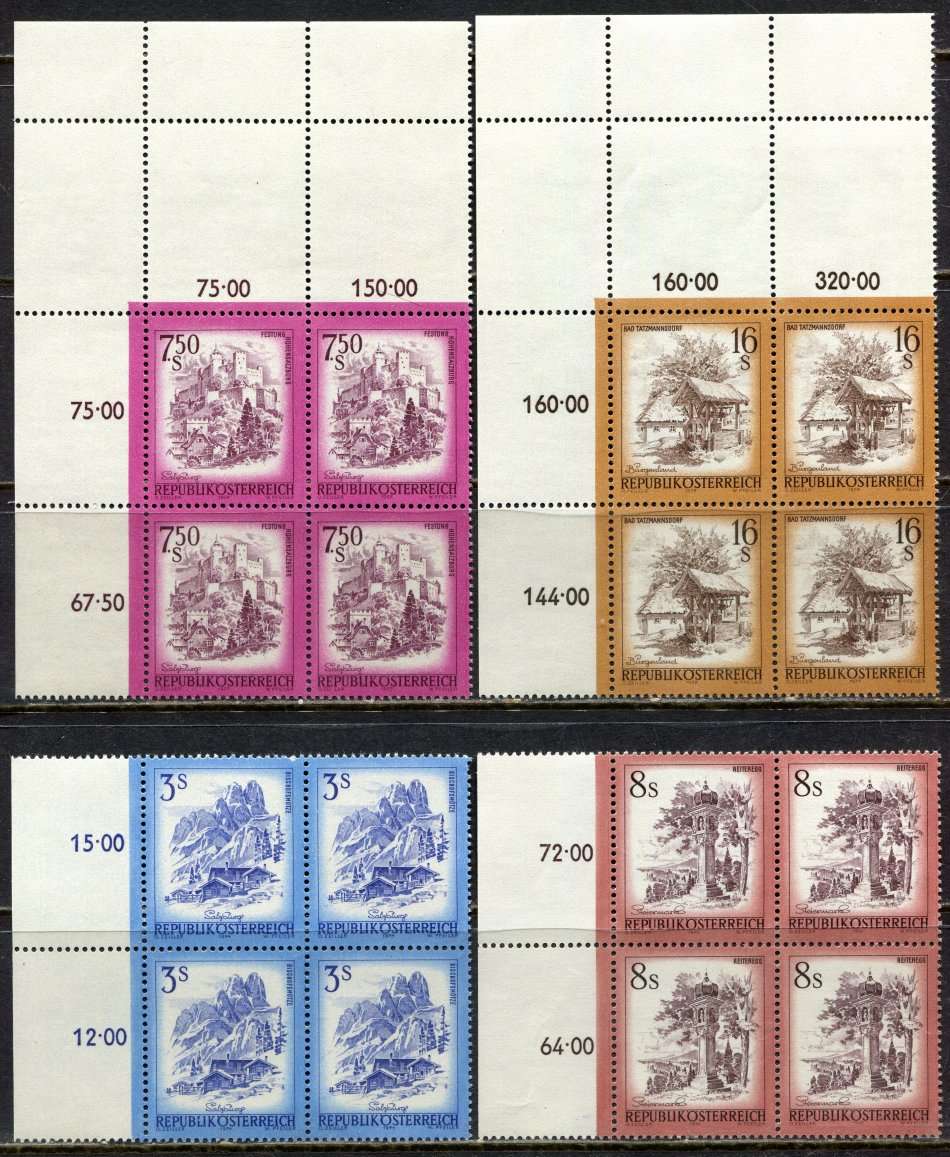 Austria - 14 Blocks of 4 - 1973 - MNH