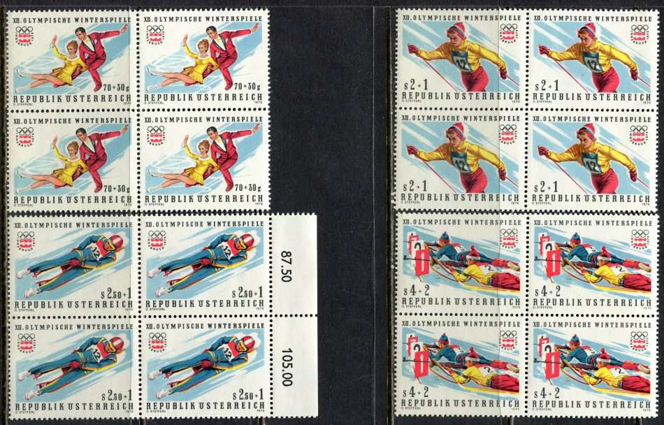 Austria - Sport - Set of 4 Blocks of 4 - 1975 - MNH