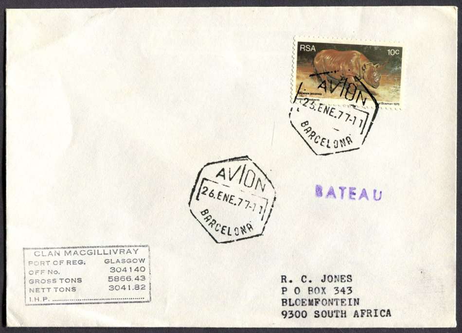 RSA - Paquebot - Posted At Sea - Cover