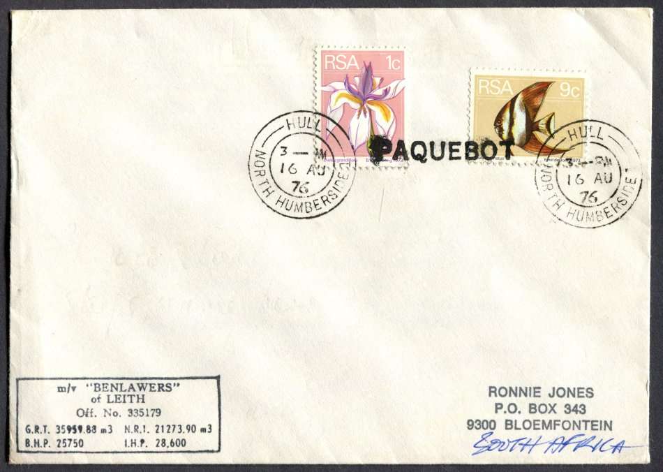RSA - Paquebot - Posted At Sea - Cover