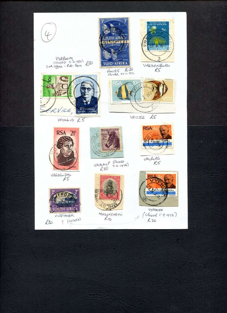 South Africa - 10 Items On Approval Page - Postmarks