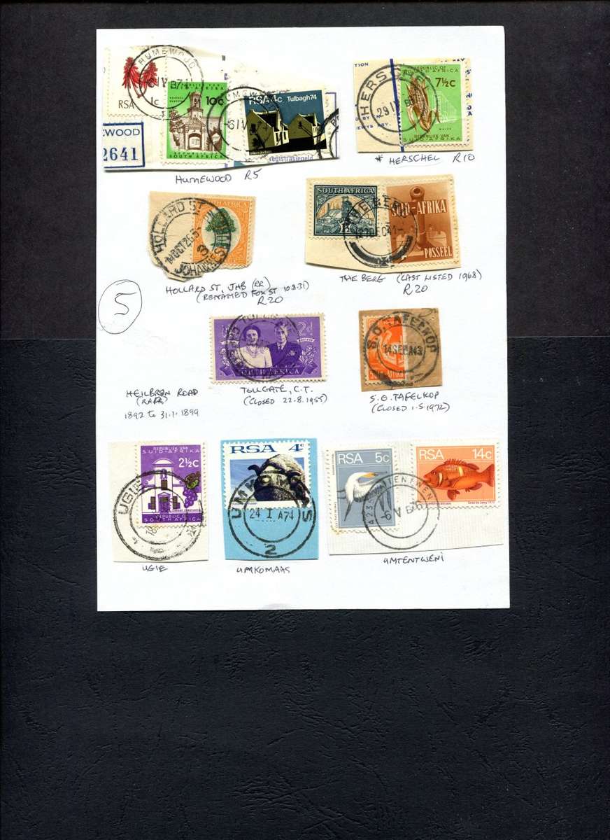 South Africa - 10 Items On Approval Page - Postmarks