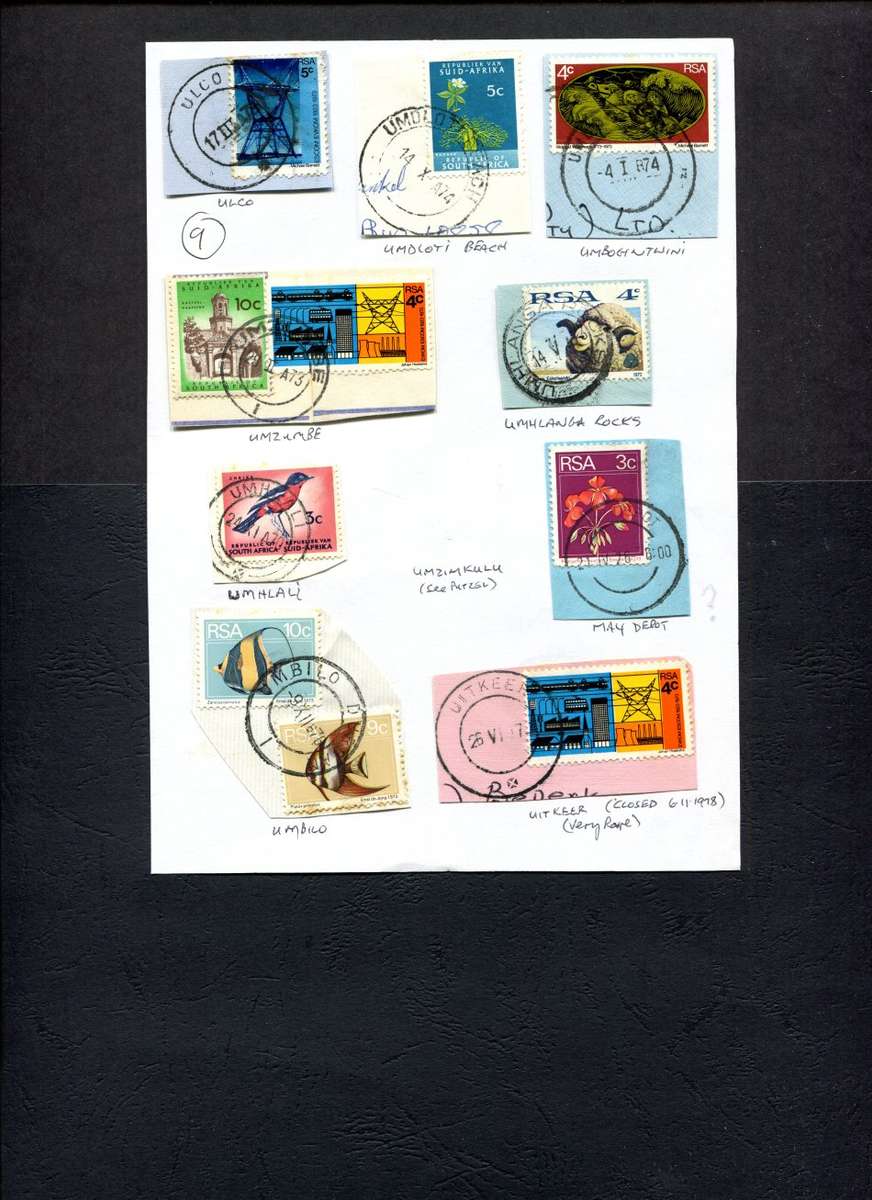South Africa - 9 Items On Approval Page - Postmarks