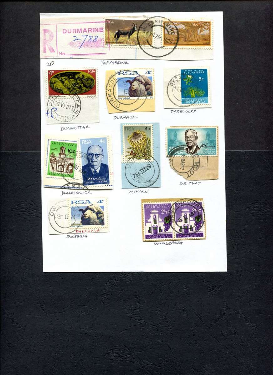 South Africa - 9 Items On Approval Page - Postmarks