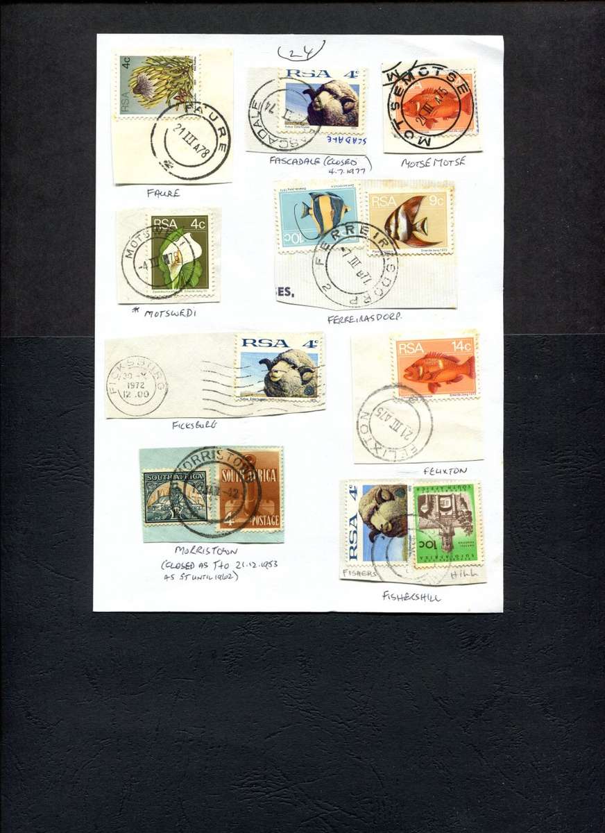 South Africa - 9 Items On Approval Page - Postmarks