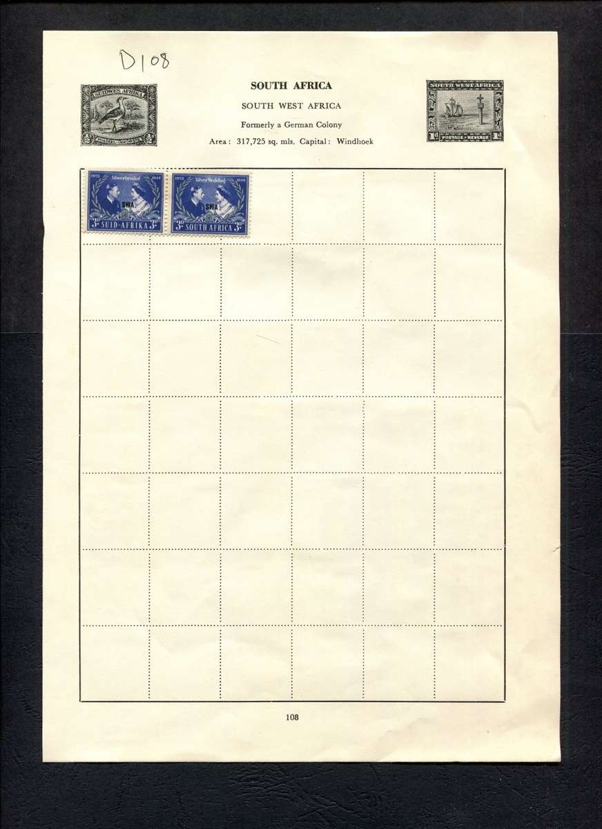 SWA - 2 Stamps Mounted (Hinged) on Old Album Page