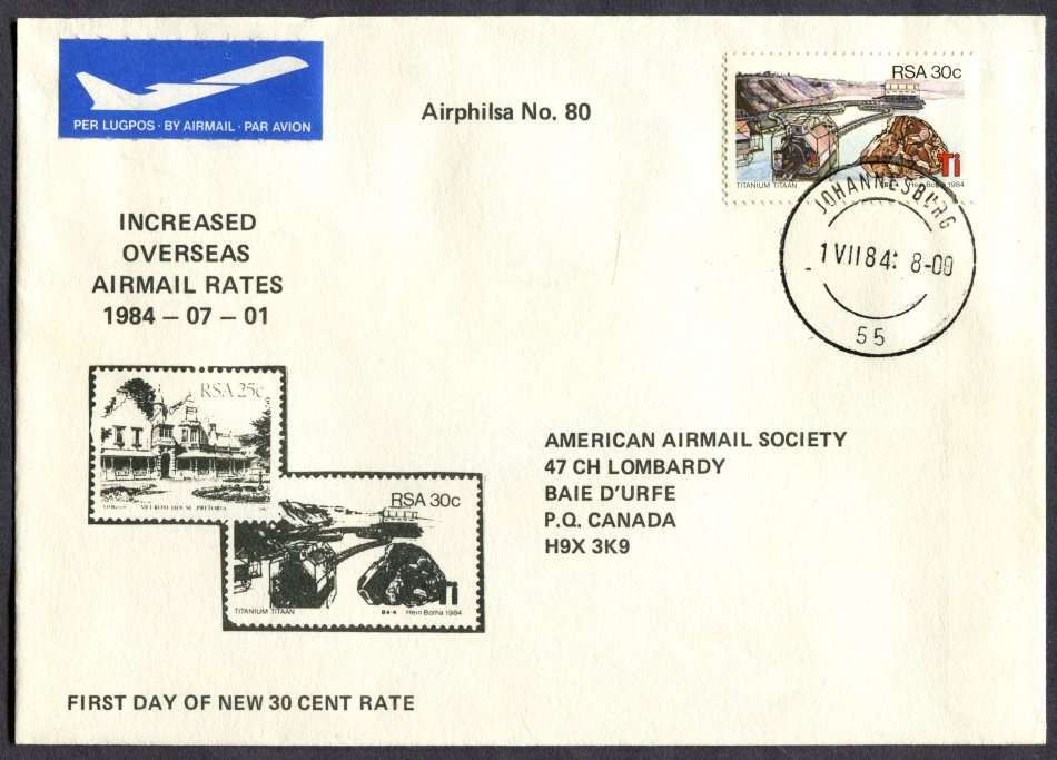 RSA - Change In Postal Rates - Cover