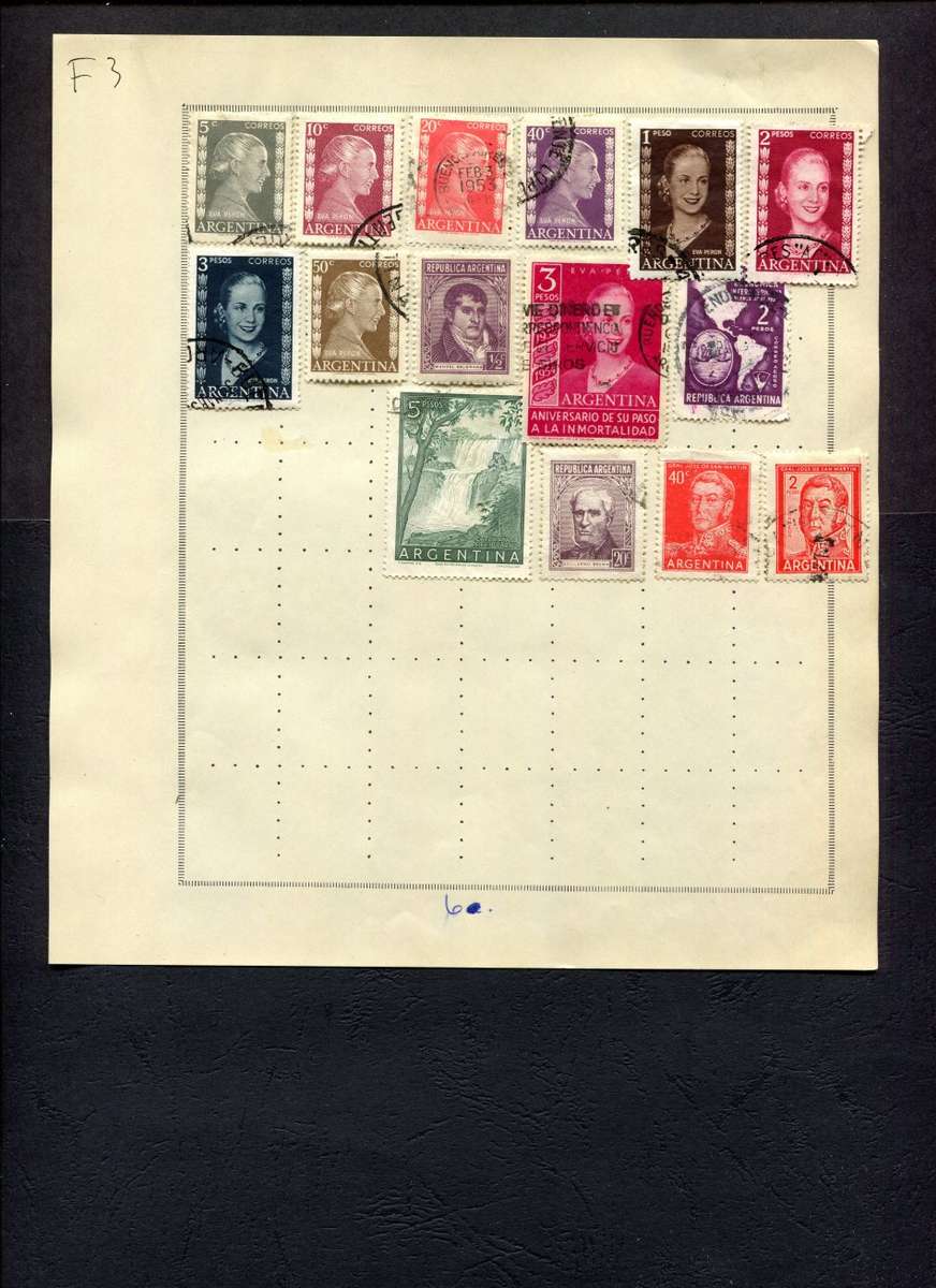 Argentina - 15 Stamps Mounted (Hinged) On Old Album Page