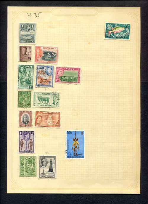 Comonwealth Mix - 15 Stamps Mounted (Hinged) On Old Album Page